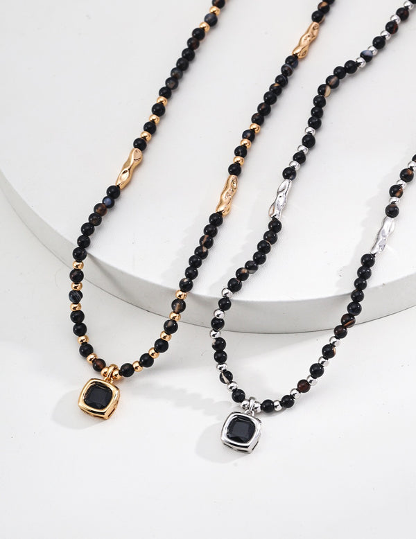 Round Polished Black Onyx Necklace